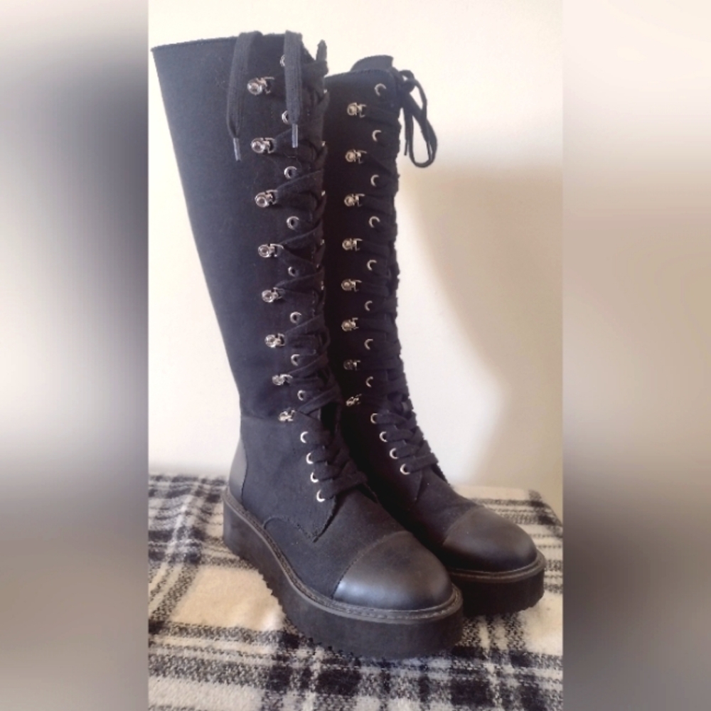 Killstar Gothic Black Lace-Up Boots